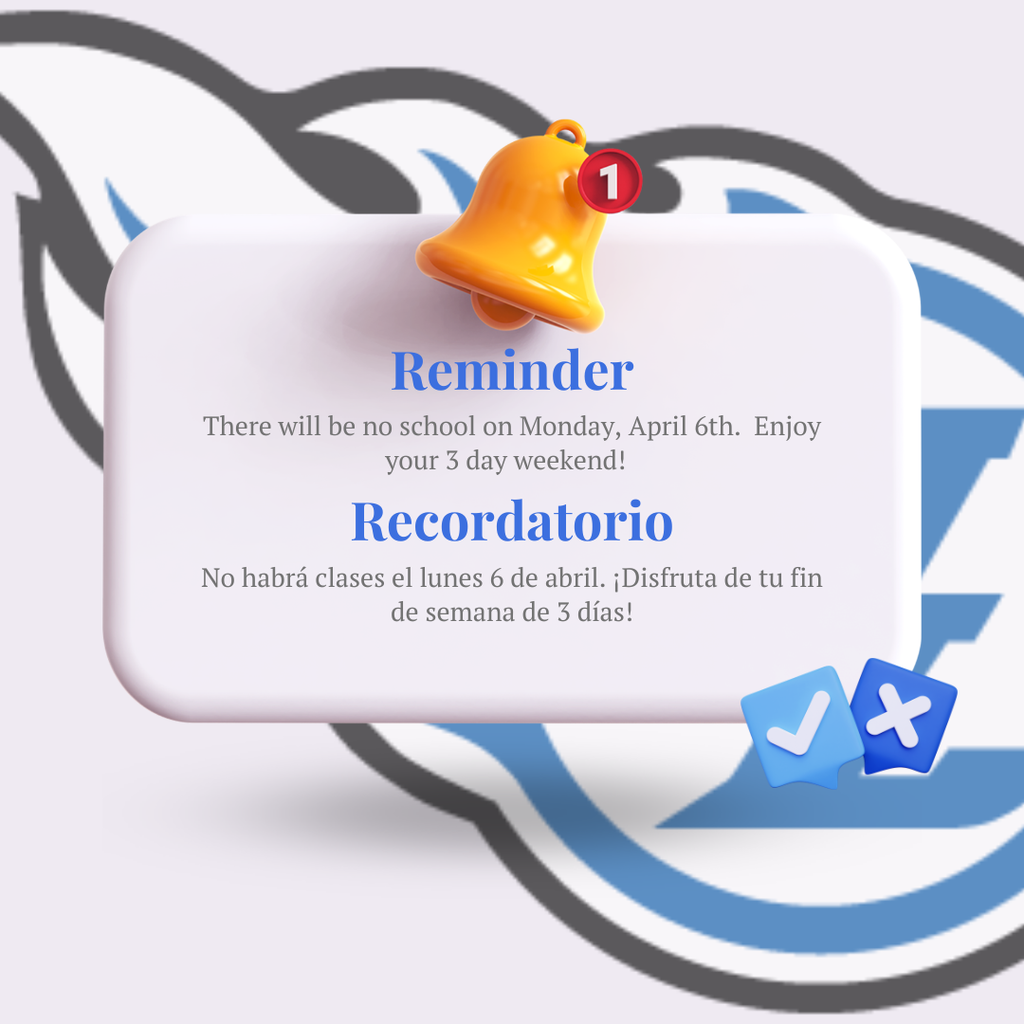 Reminder: No School April 6th