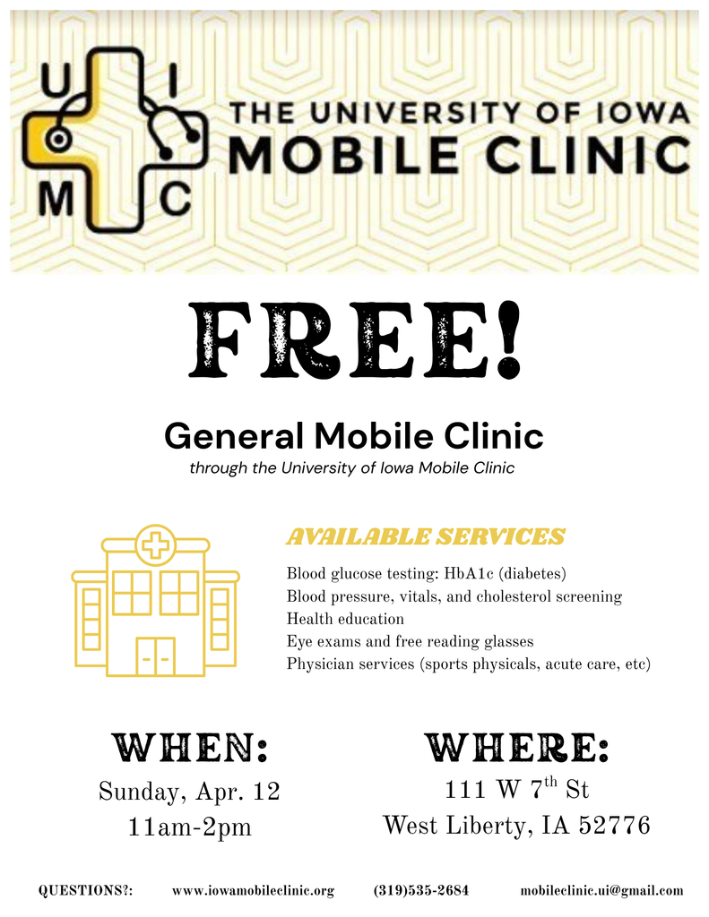 April 12th Free Mobile Clinic Flyer - English