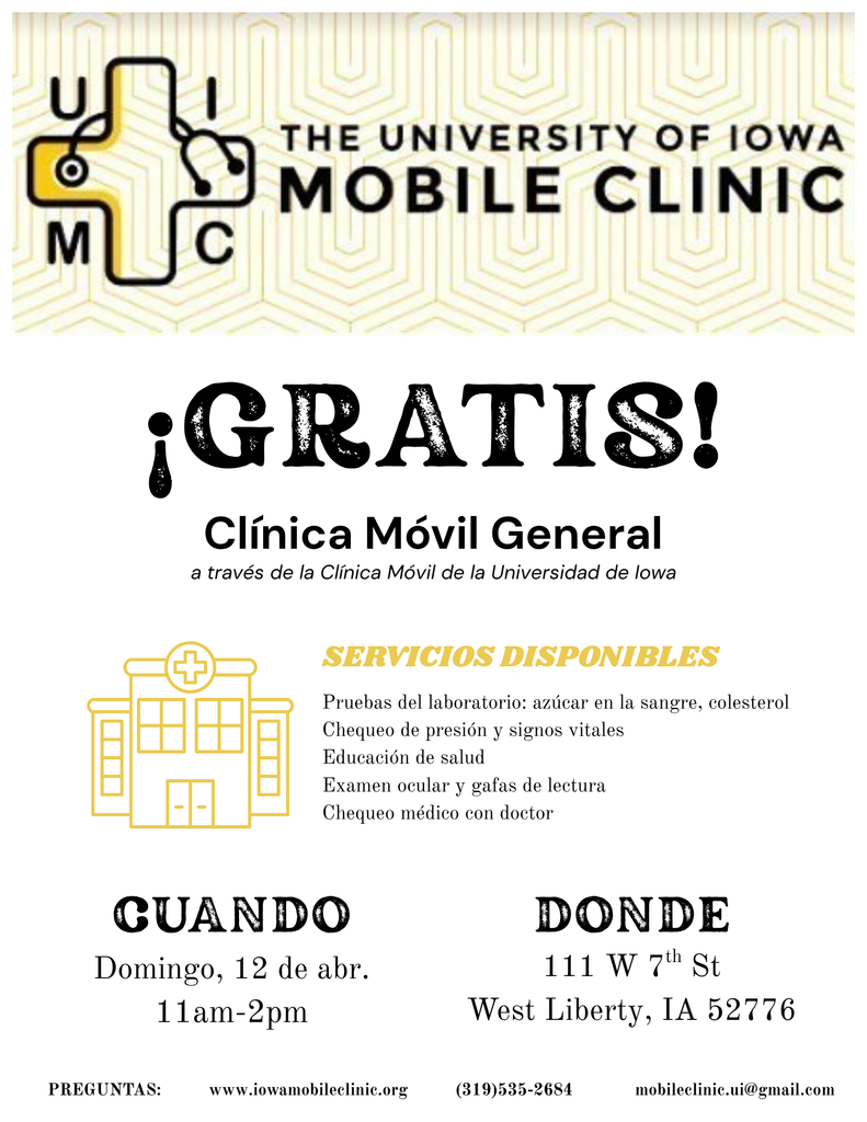 April 12th Free Mobile Clinic Flyer - Spanish