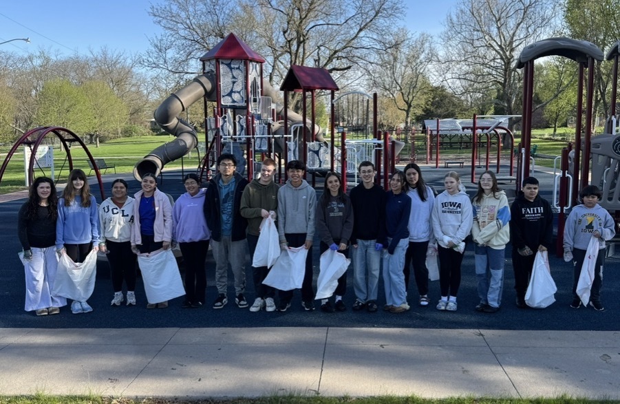 Happy Earth Day! Members from the Middle School Student Council picked up trash around our school and the park nearby.