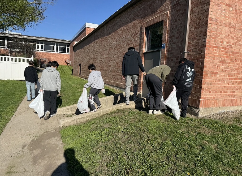 Happy Earth Day! Members from the Middle School Student Council picked up trash around our school and the park nearby.