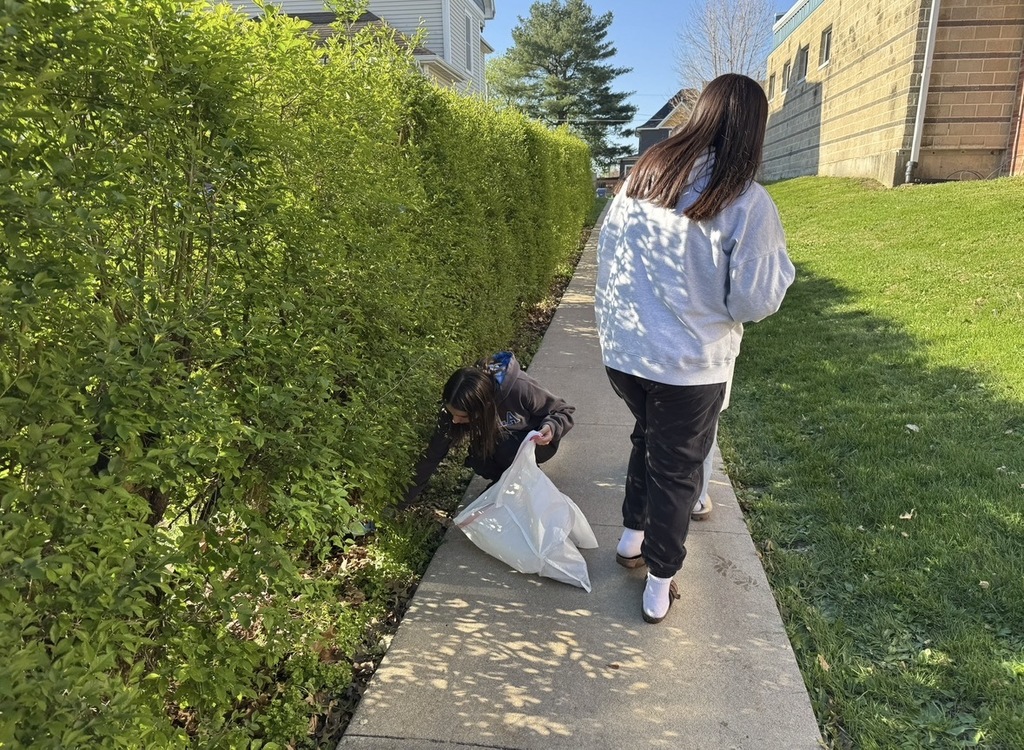 Happy Earth Day! Members from the Middle School Student Council picked up trash around our school and the park nearby.