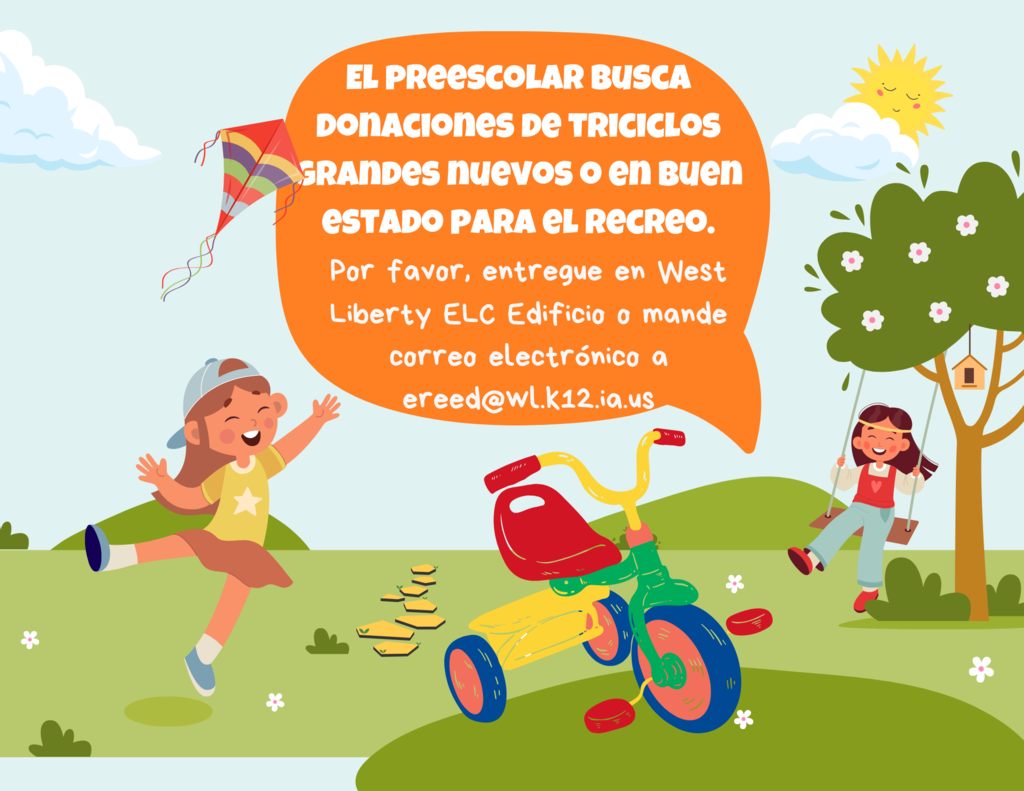 El preescolar busca donaciones de triciclos grandes nuevos o en buen estado para el recreo
