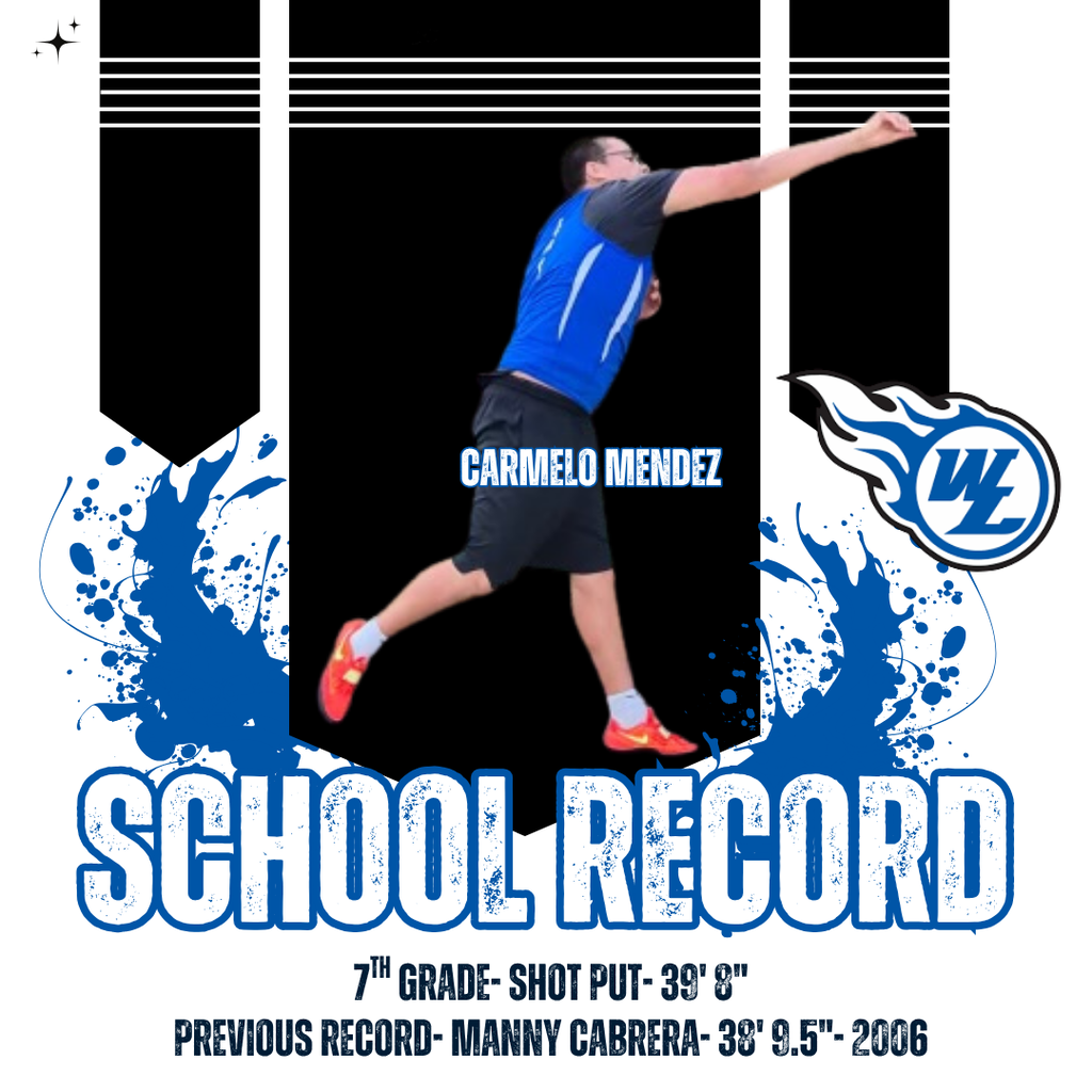 Carmelo Mendez set the school 7th shot put record. He not only broke it but shattered it by 11.5 inches, and the previous record stood for 20 years! Way to go Carmelo!