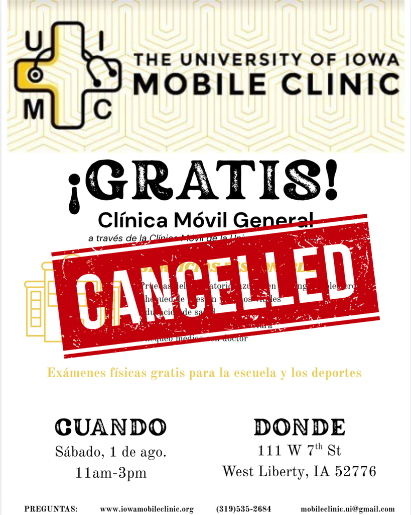 August 1st Mobile Clinic Canceled
