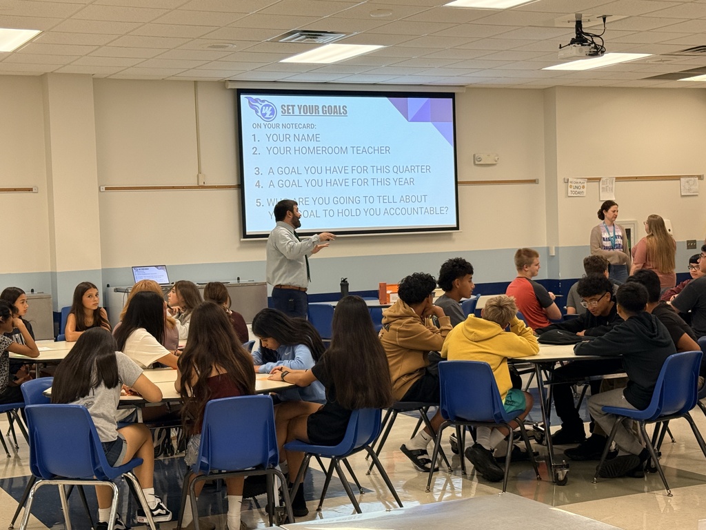 8th grade students goal setting in the middle school cafeteria