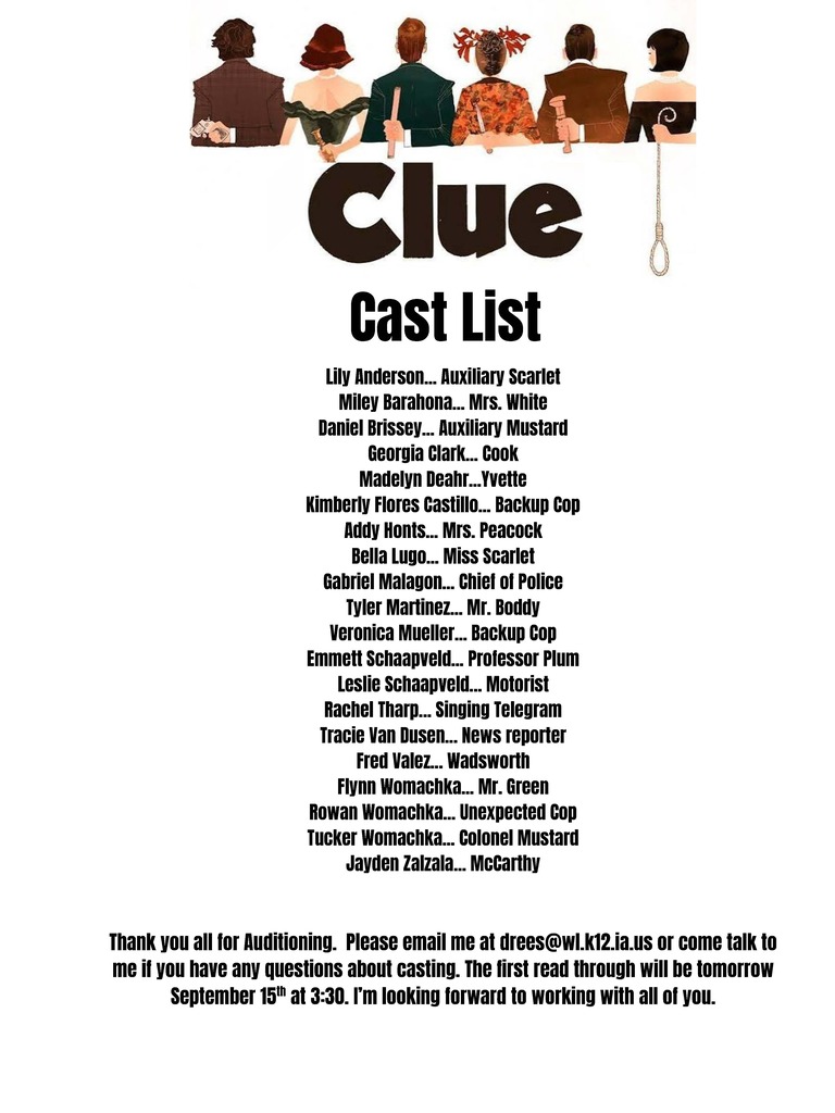 Clue Cast List 2026