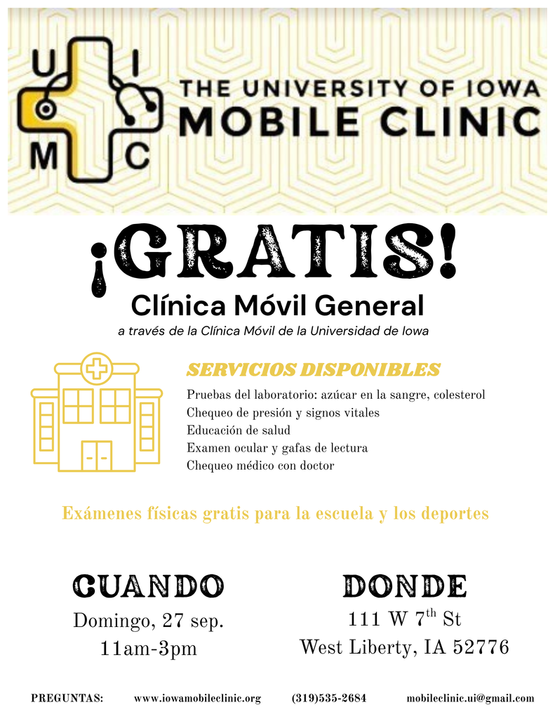September 27th Mobile Clinic Flyer Spanish Flyer