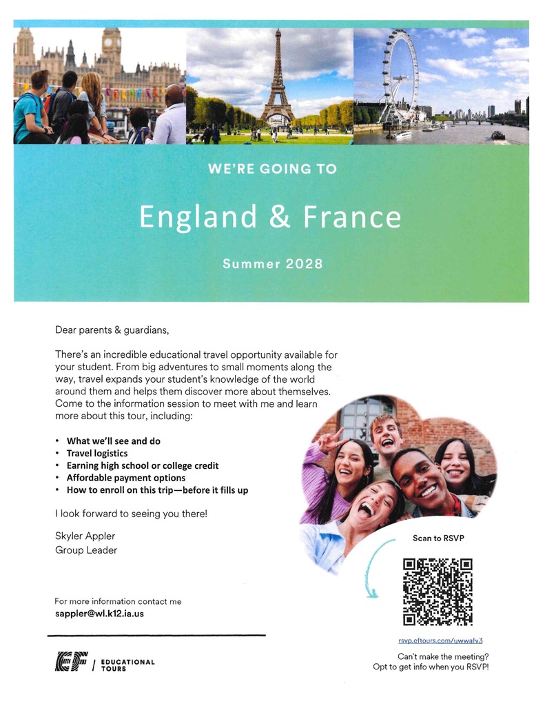 Europe Trip Summer of 2028 Flyer