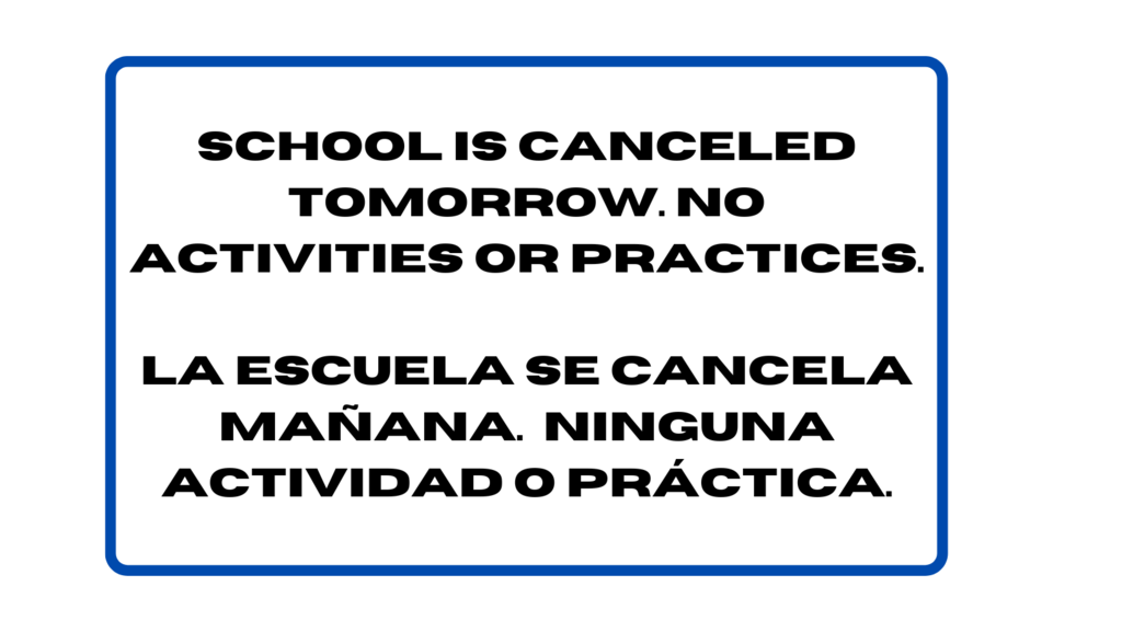 School Canceled Tomorrow
