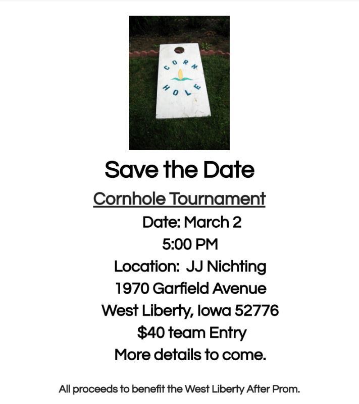 West Liberty After Prom Corn Hole Tournatment
