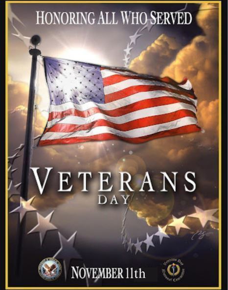 Honoring All Who Served, Veterans Day, November 11th