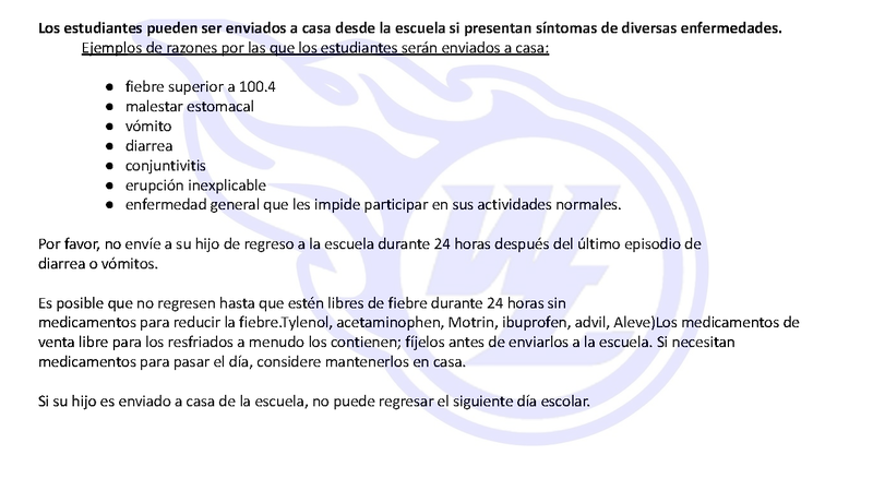 WLCSD Illness Guidelines in Spanish