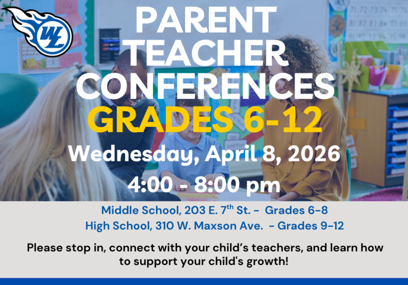 Parent Teacher Conferences Grades 6-12 - Wednesday, April 8th 4:00-8:00 pm