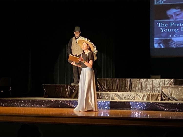 Ambrose Eck and Sadie Peters perform a monologue from The Pretentious Young Ladies