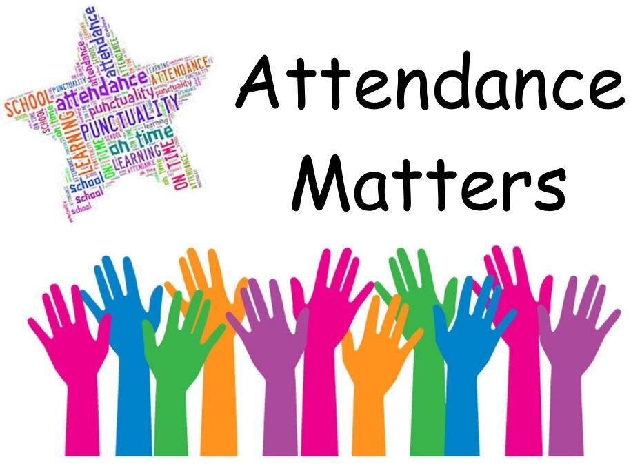 Attendance Matter text with colored hands raised