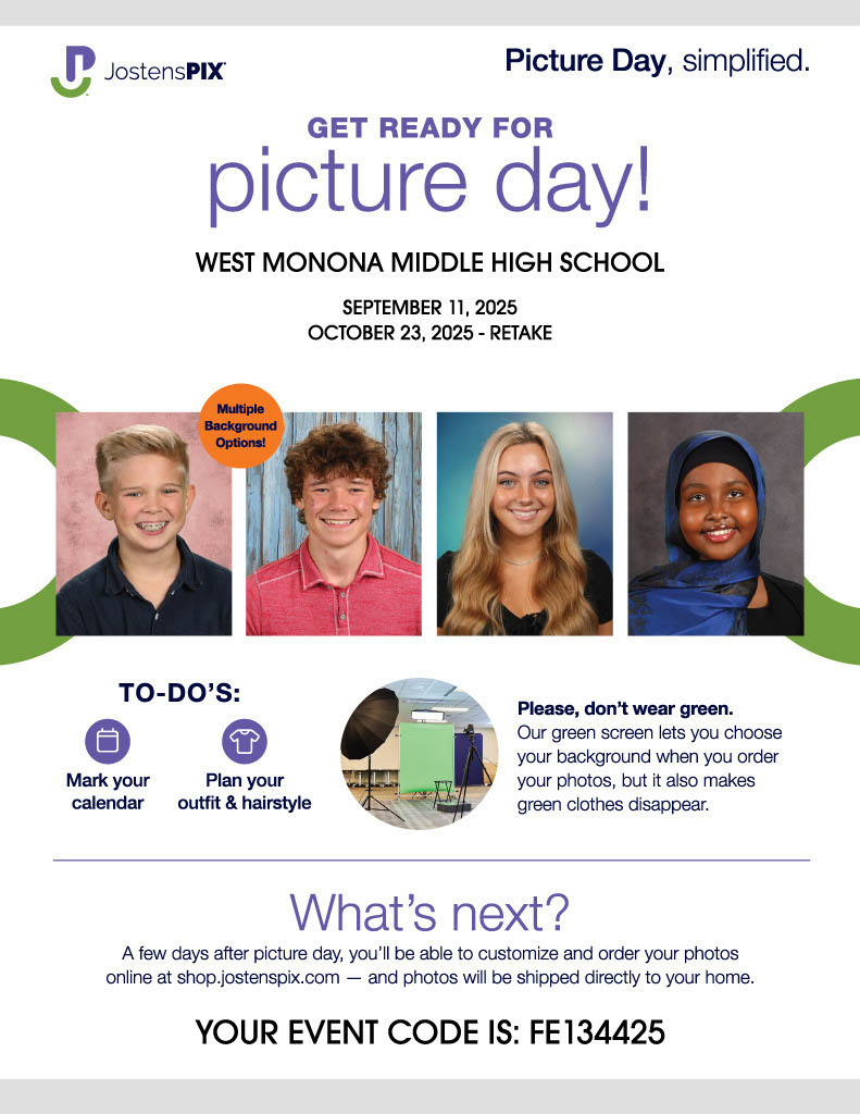 High School and Middle School Picture Day Details!