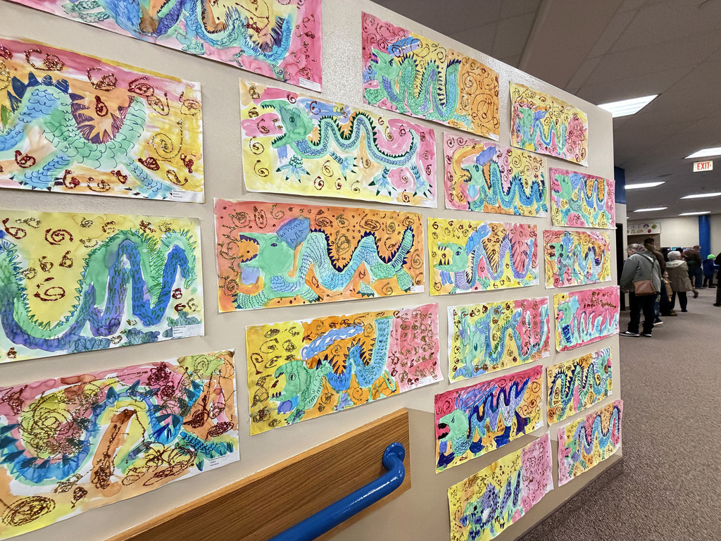 art on display at the elementary school