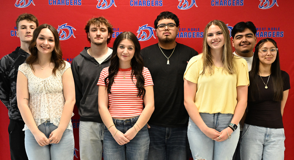 the west noble prom court showing eight people