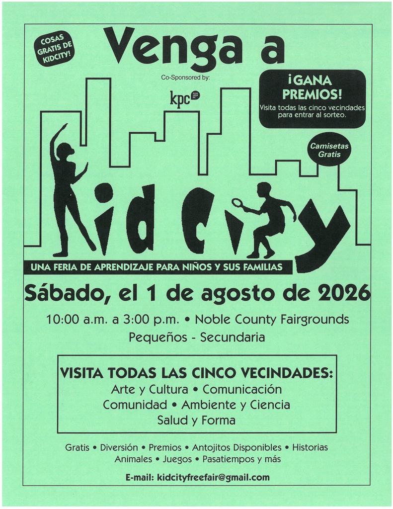 flier for kid city in spanish
