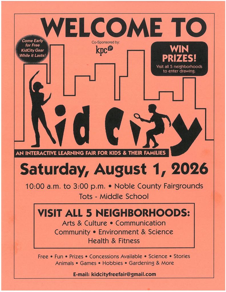 flier for kid city in english