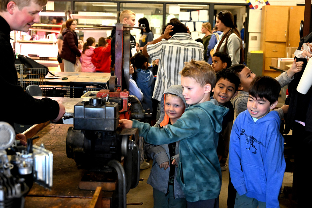 kids playing with machinery