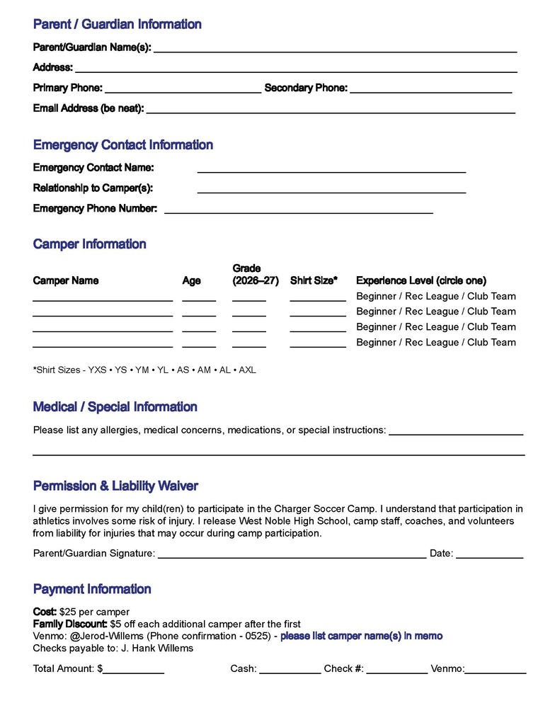 signup form for soccer camp