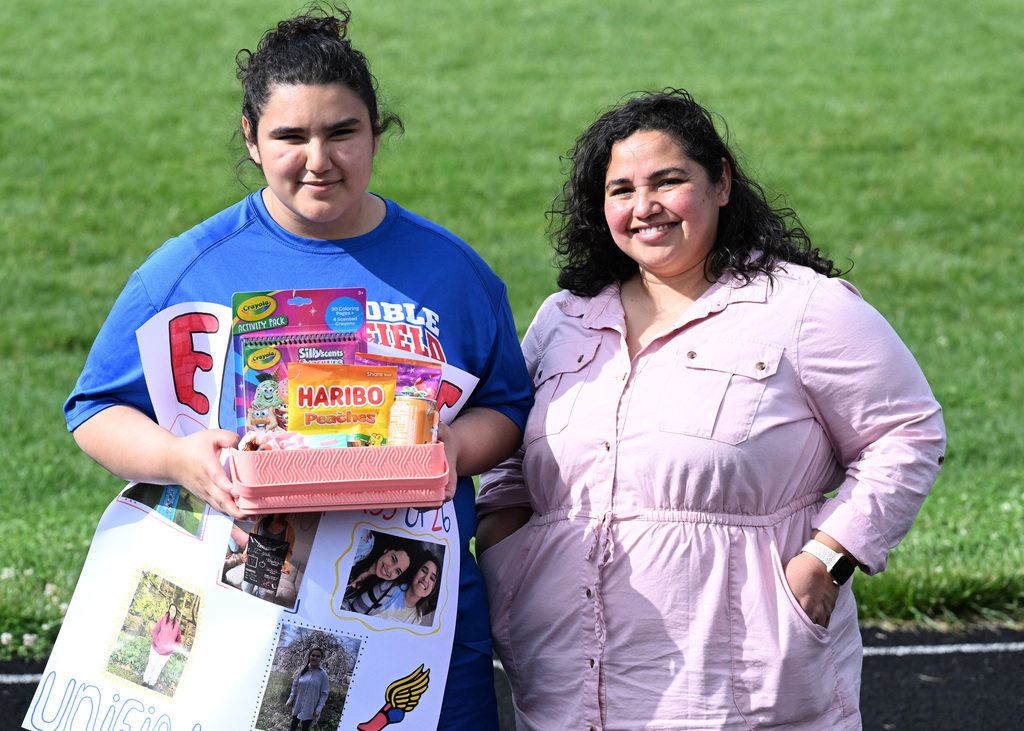 a mom and daughter at senior day