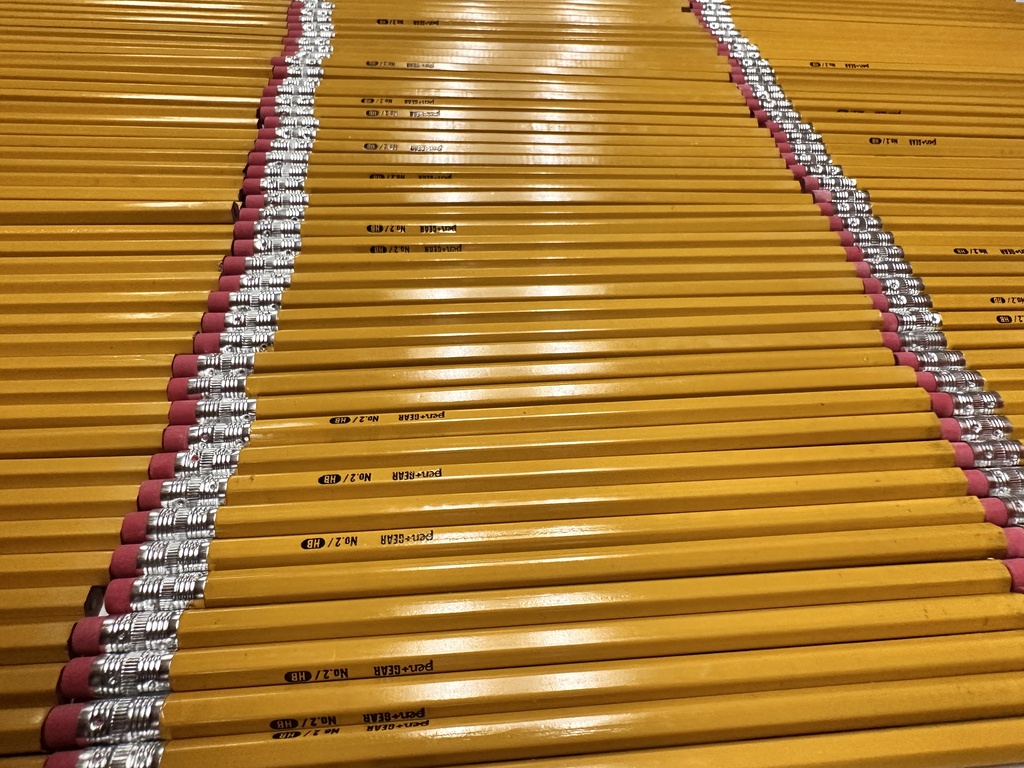 a row of pencils