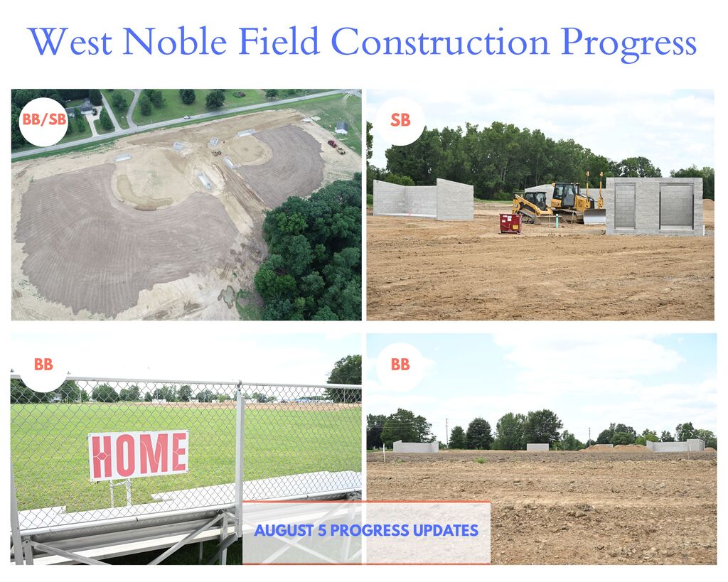 four pictures of ball fied construction