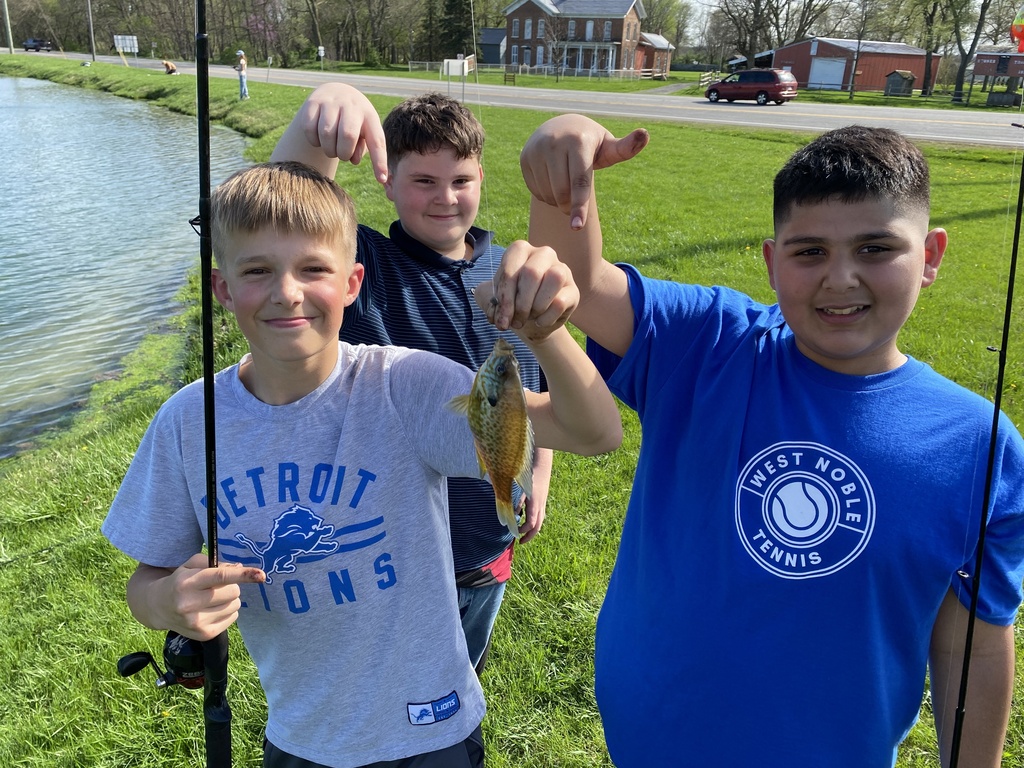 three boys fishing at west noble