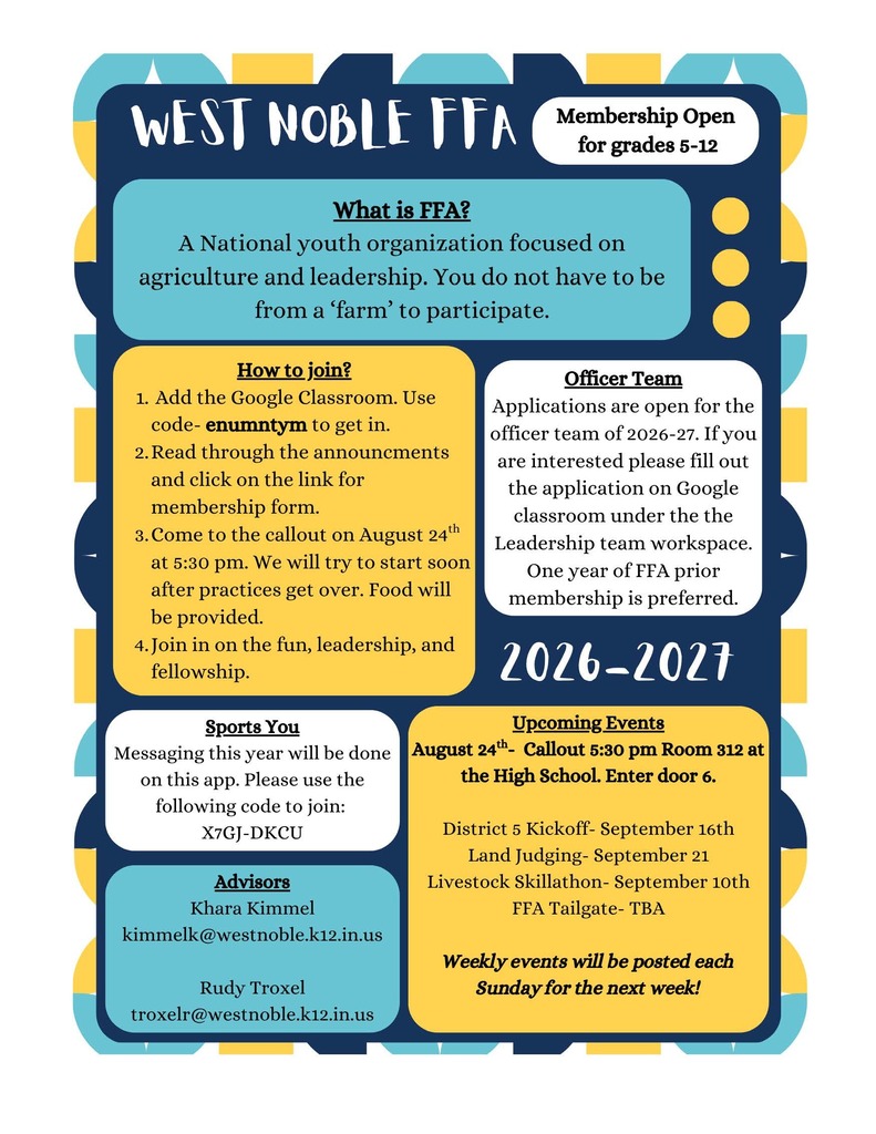 ffa flier for middle school and high school information