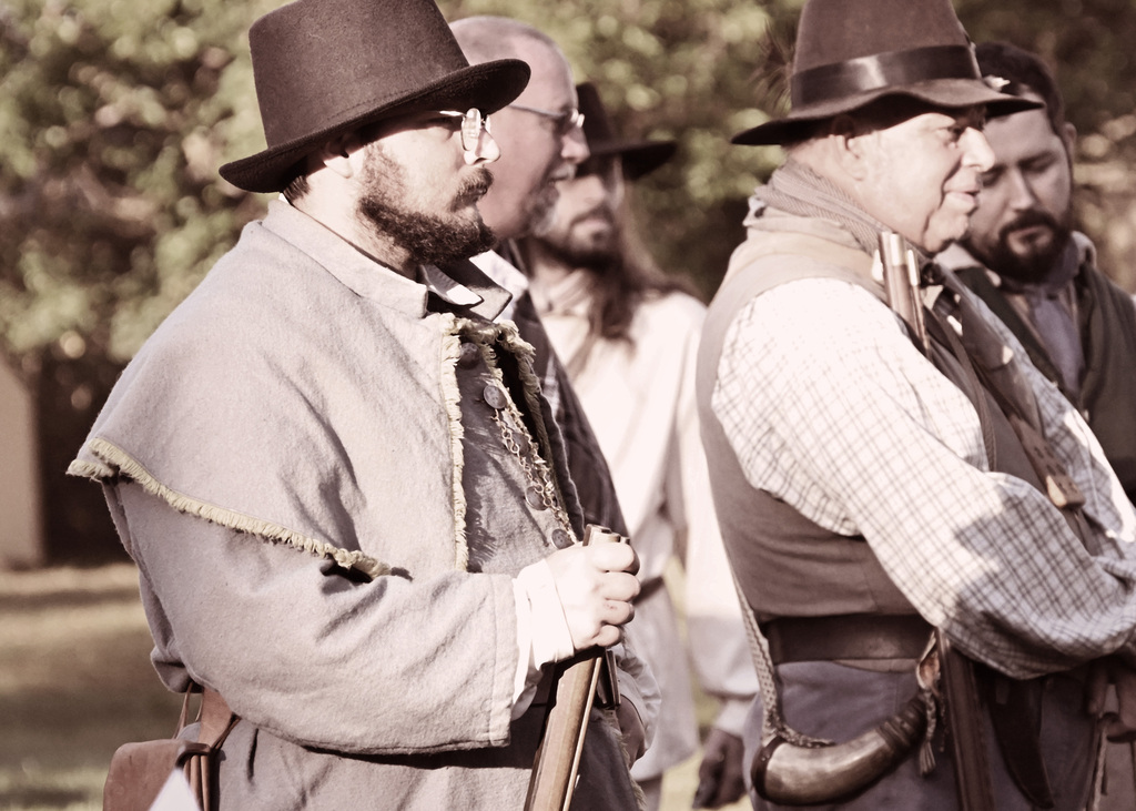 pioneers standing at attention