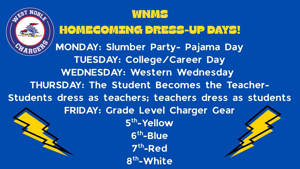 homecoming schedule for middle school with graphics