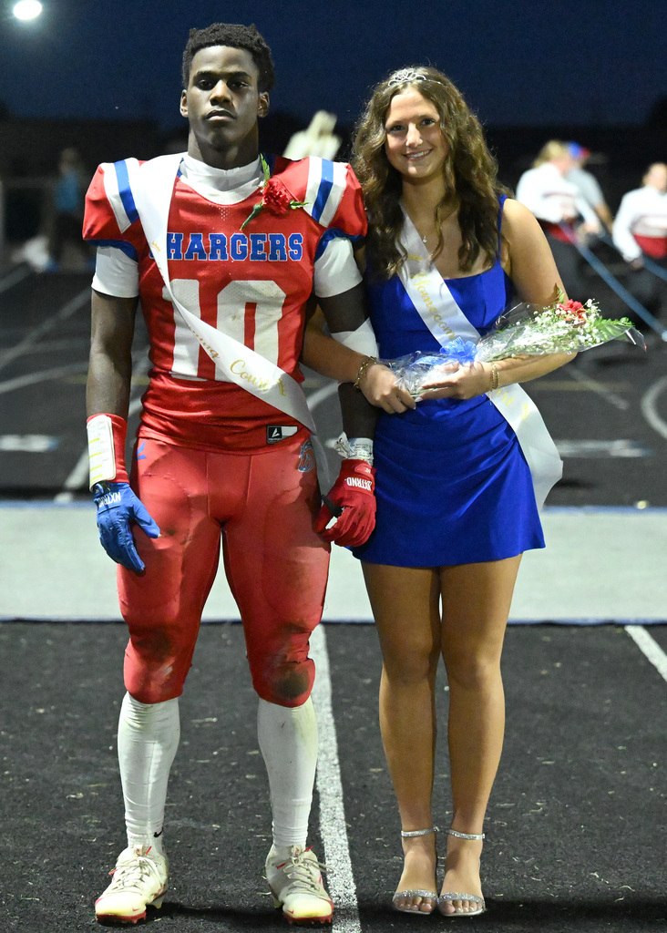 two people posing for homecoming