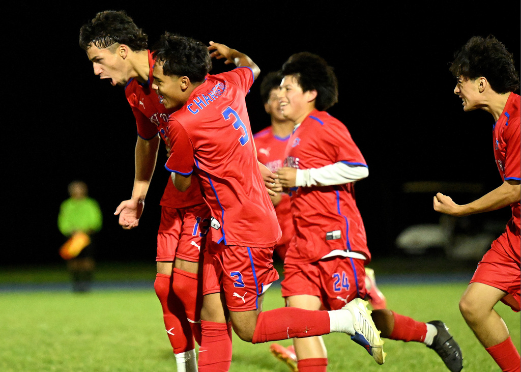 soccer players celebrating