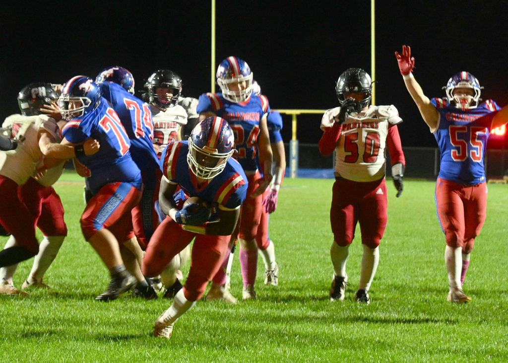 a football player running the ball