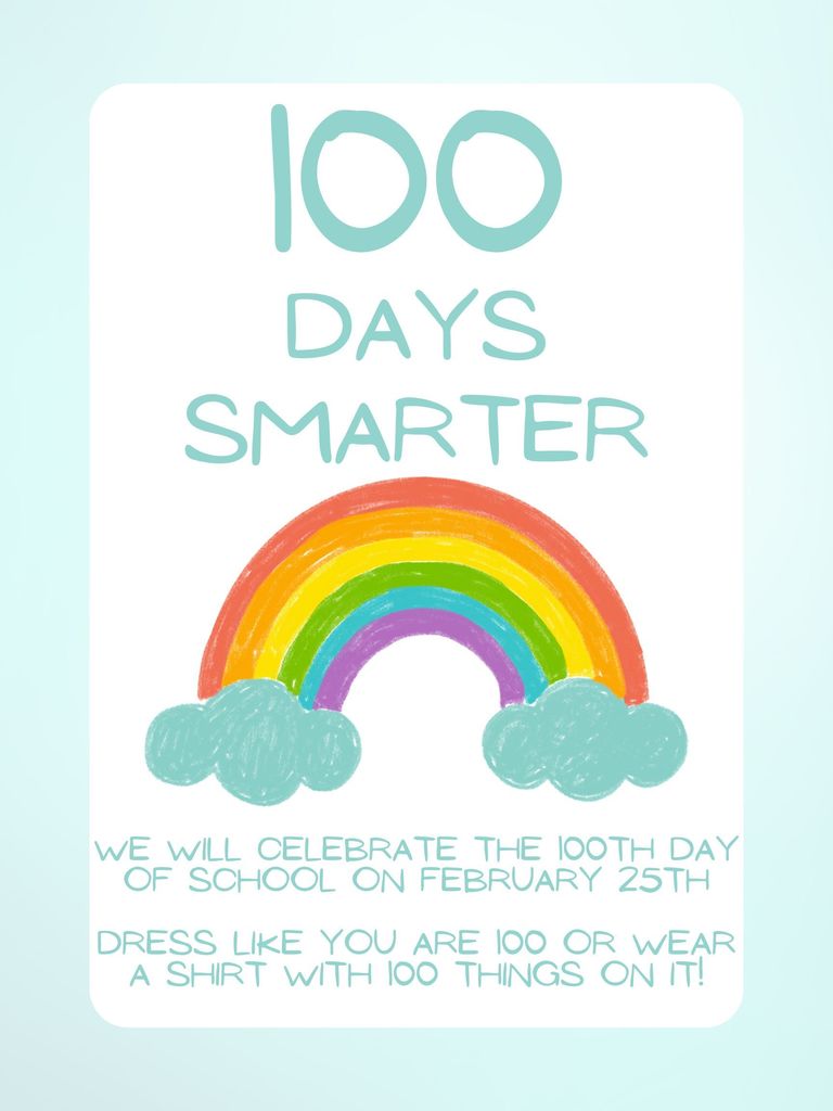 Teal Rainbow 100 Days of School Classroom Poster 2026