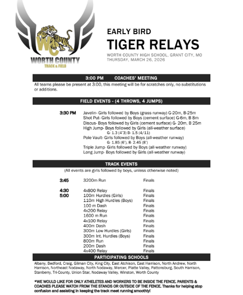 early bird tiger relays