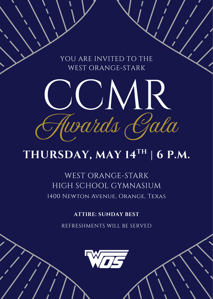 Flyer for WOSHS CCMR Awards Gala Thu. May 14th at 6 p.m.