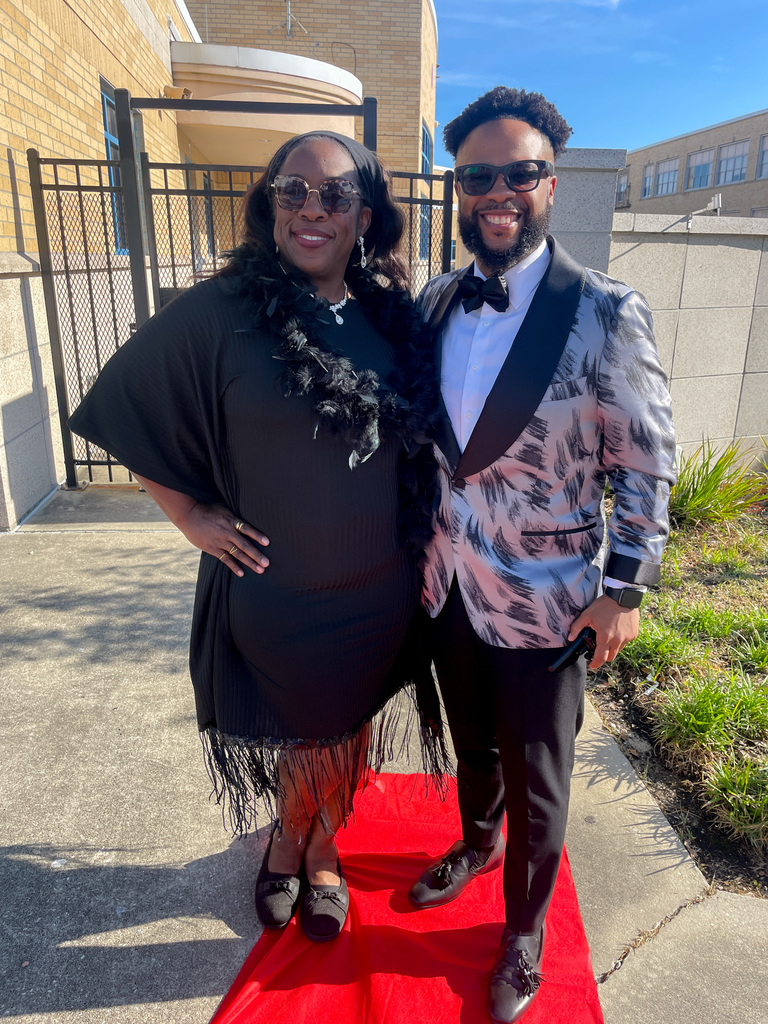 Teachers walking the red carpet and getting coffee