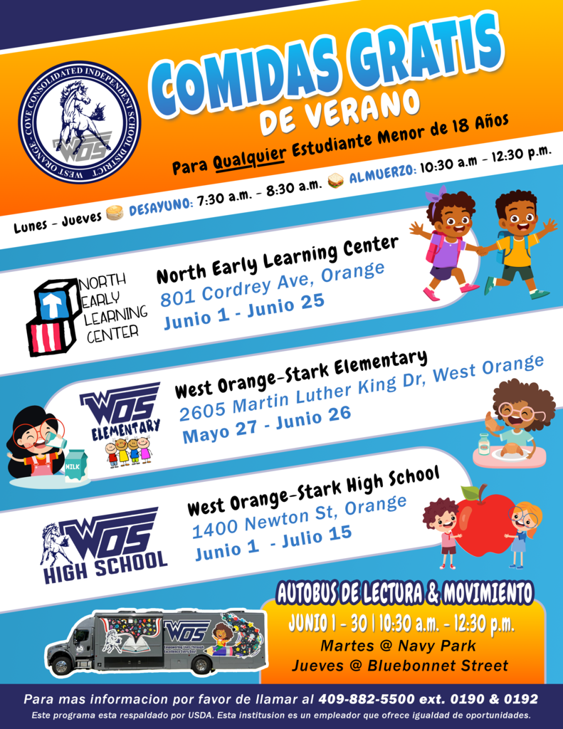 WOCCISD Summer Feeding Program Flyer in Spanish