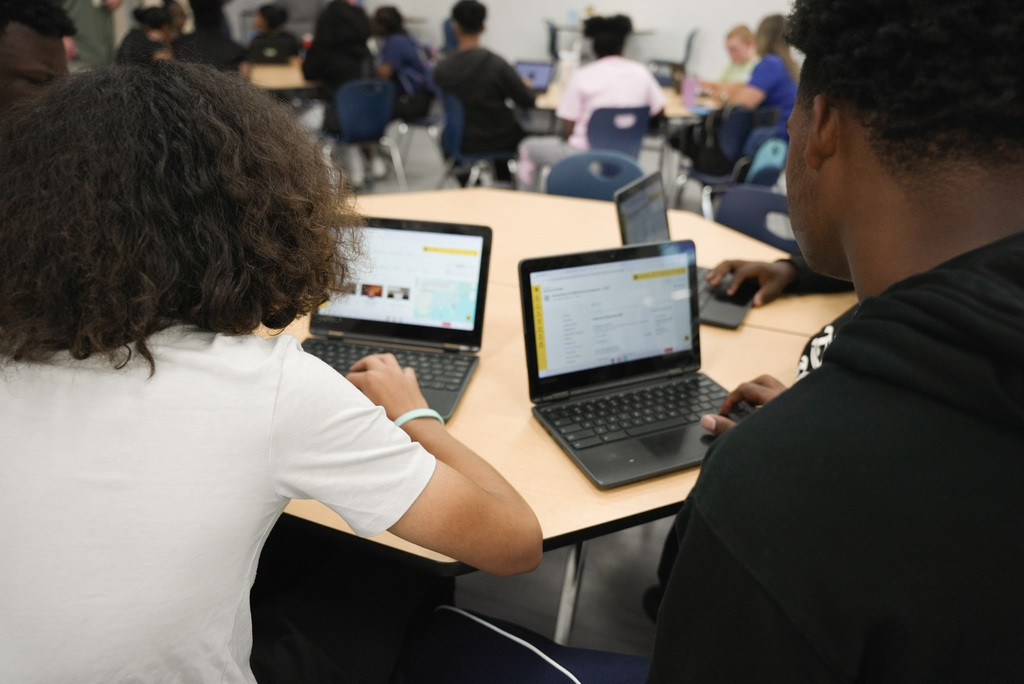 Students viewing their future classes and apps
