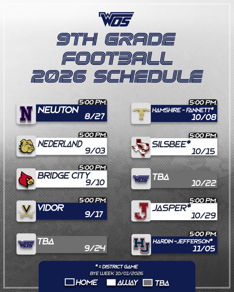 2026-2027 WOS 9th Grade Football Schedule