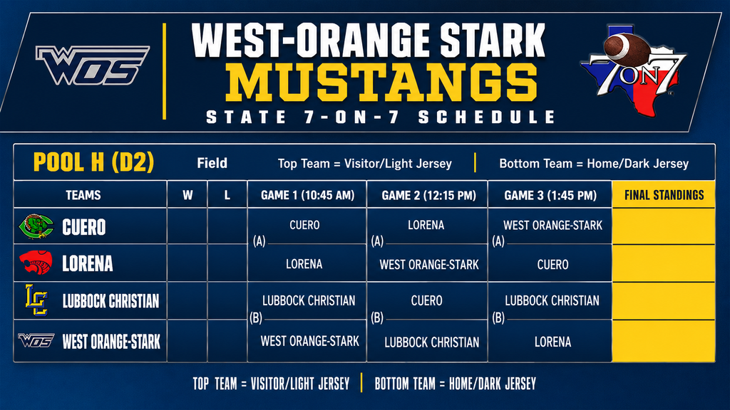 WOS 7 on 7 Football Schedule