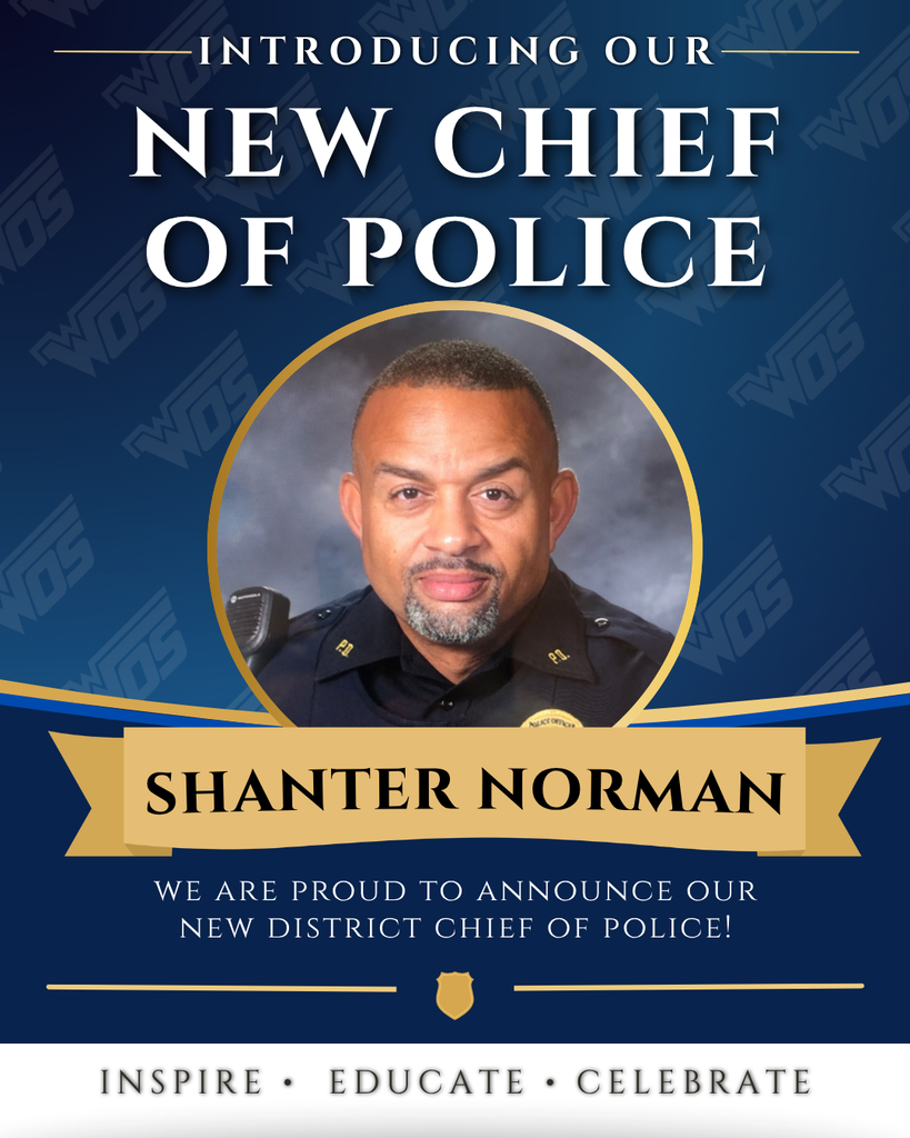 Graphic introducing the new Chief Of Police, Officer Shanter Norman