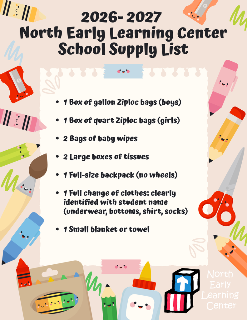 North Early Learning Center Supply List, Full Text in Post Body