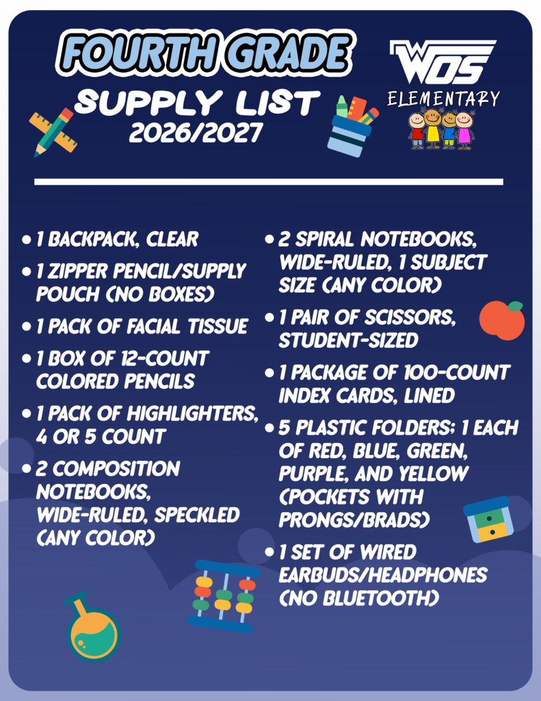 4th Grade Supply List