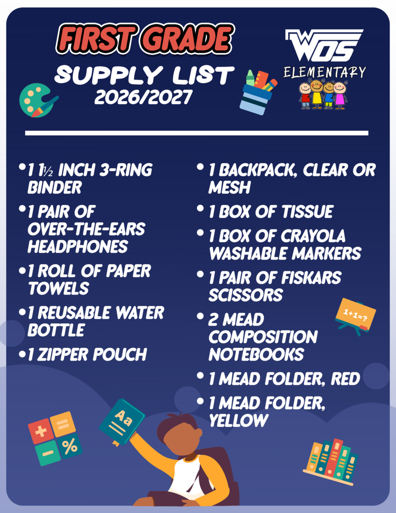 1st Grade Supply List