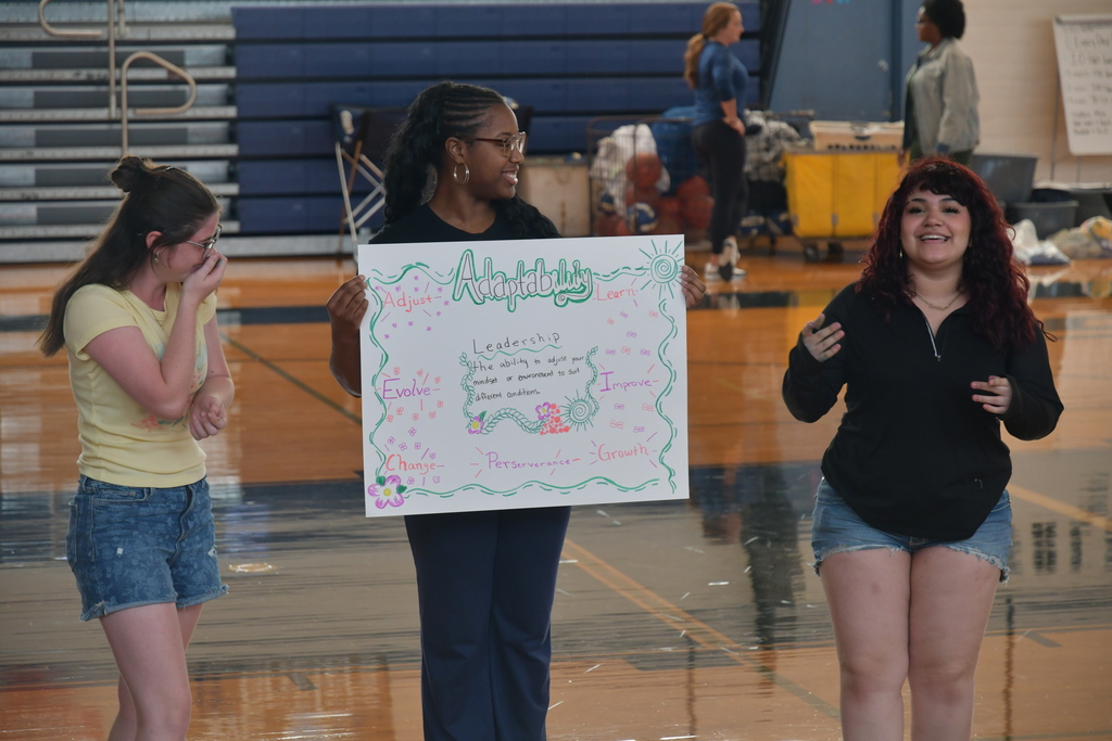 Students presenting poster